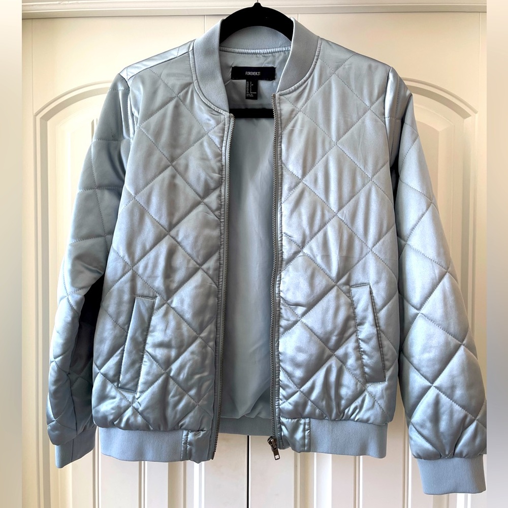 Ladies Quilted Satin Bomber Jacket